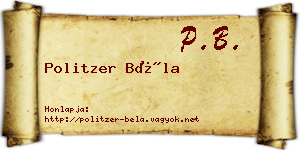 Politzer Béla névjegykártya
